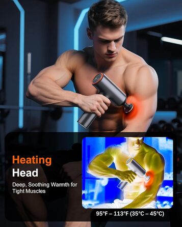 Масажер для м'язів Arboleaf з підігрівом та LED-дисплеєм, 6 насадок, 5 рівнів інтенсивності та 3 режими підігріву