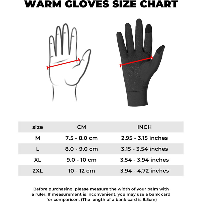 Велосипедні рукавички ROCKBROS для чоловіків та жінок з підтримкою сенсорного екрану, флісова підкладка, антиковзаюча поверхня, для їзди на велосипеді, бігу, піших прогулянок та повсякденного використання, розмір M, чорний