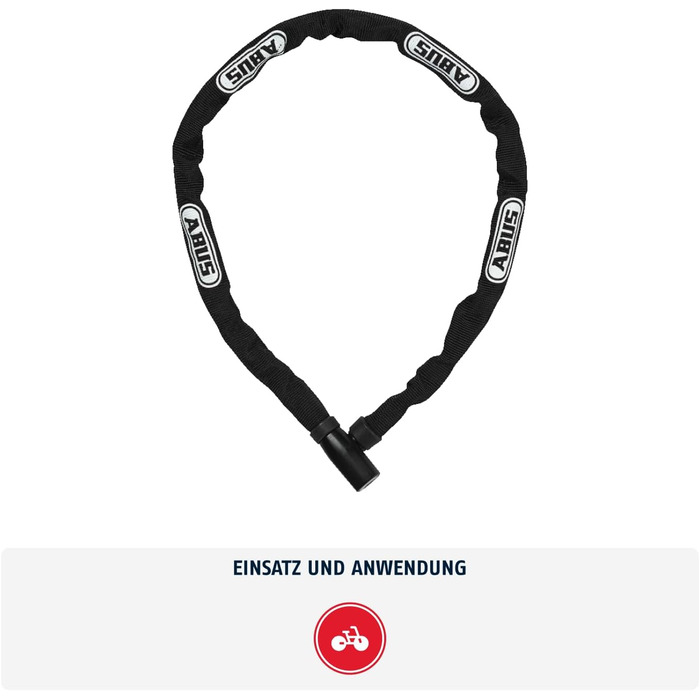Ланцюговий замок для велосипеда ABUS Steel-O-Chain 4804K зі спеціальної сталі, рівень безпеки 4, чорний, 75 см
