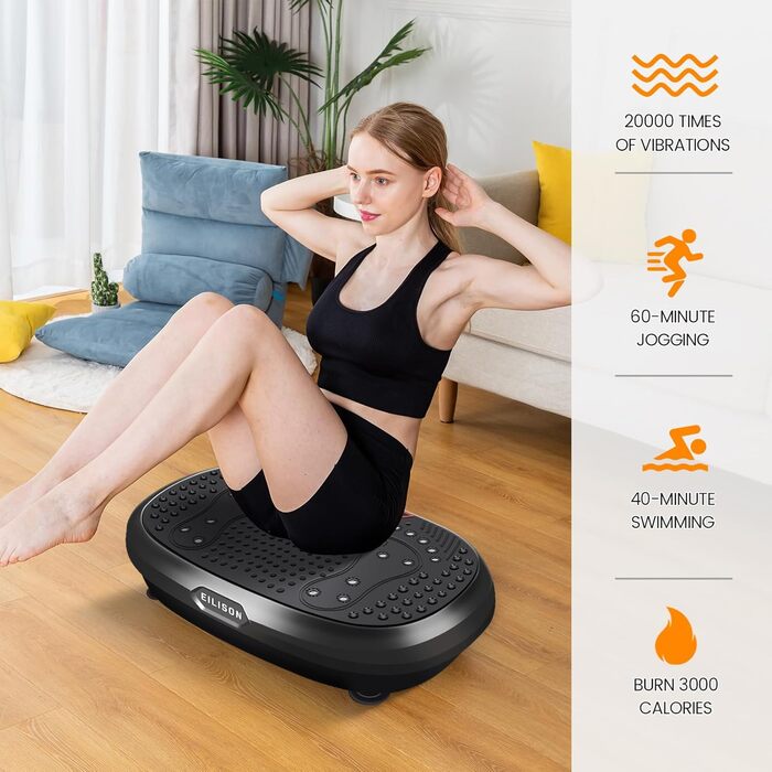 Вібраційна платформа EILISON FitMax 3D XL для тренувань всього тіла з петлями – лімфодренажний тренажер для схуднення, фітнесу та відновлення