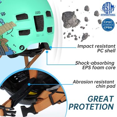 Захисний шолом Skaterhem для скейтборду, самокату, BMX (унісекс, регульований, зелений, M)