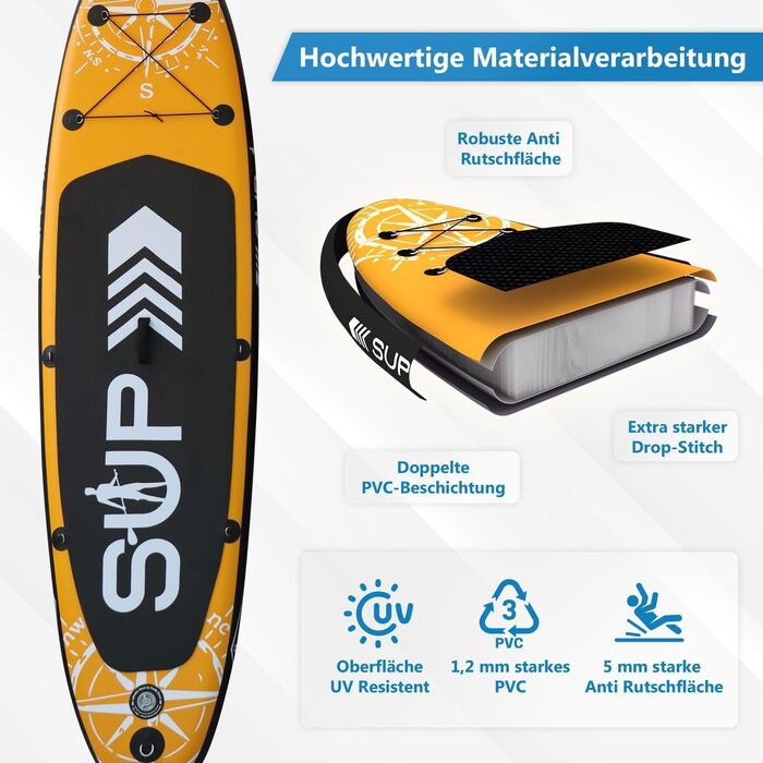 Надувний SUP Board 24MOVE® з аксесуарами: для йоги, серфінгу, дітей та дорослих, 366x80см, помаранчевий