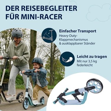 Дитячий самокат Hudora BigWheel 180 Advanced Junior – складний, з регулюванням висоти, синій, від 3 років