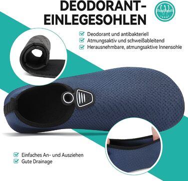 Шкарпетки для плавання та водних видів спорту для жінок та чоловіків. Швидковисихаючі шкарпетки для пляжу, басейну, йоги, серфінгу. Розміри 35-47 EU, блакитні.