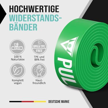 Набір фітнес-стрічок PULLUP & DIP для підтягувань, кросфіту та каллістеніки, 4 шт (Extra Light, Light, Medium, Strong) з чохлом, дверним анкером і гідом вправ