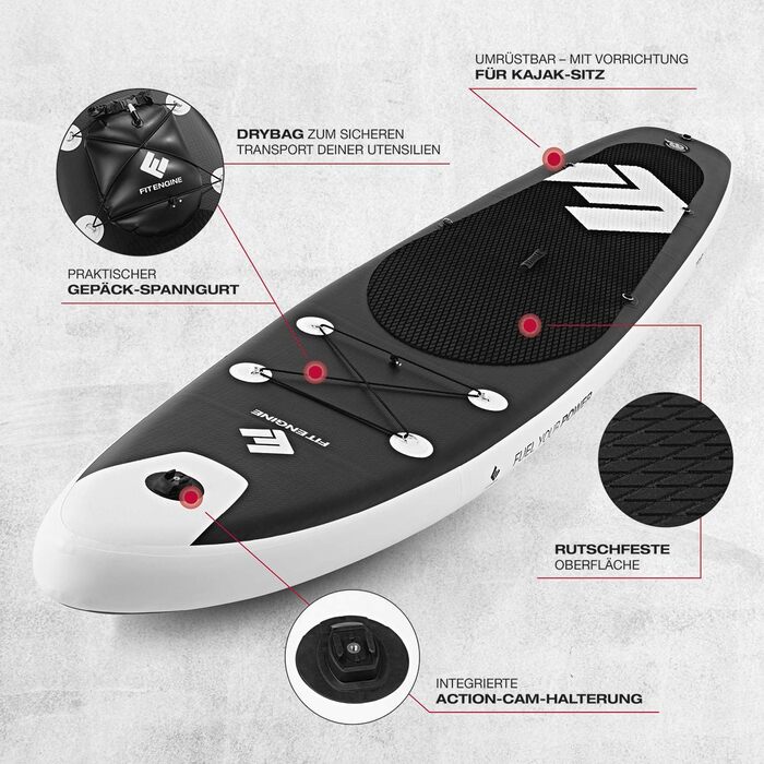 Надувне SUP-борд FitEngine SUP Allrounder Racer Junior 8' - 12'' | Комплект з Drybag, чохлом для телефону та ін. | Якість Drop-Stitch від Allrounder 12' - 365 см