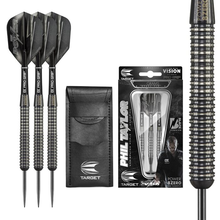 Darts Target Phil Taylor Power 8-Zero 1 (21/23/25г) - сталеві дротики з вольфраму 80%, чорні