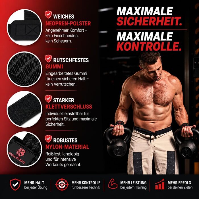 Лямки для тяги Zughilfen для силових тренувань, м'які Lifting Straps зі сталевим сердечником для станової тяги, пауерліфтингу та бодібілдингу, чорні