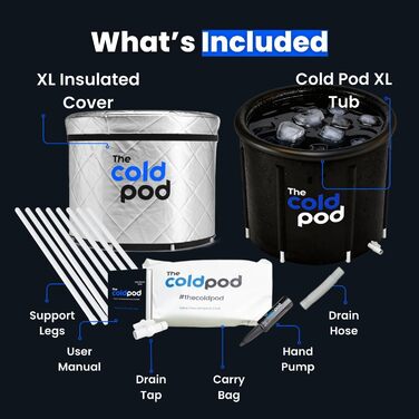 Набір для криотерапії The Cold Pod: портативна ванна для льоду 320 л та ізоляційна УФ-відбиваюча кришка, для дому та вулиці, для атлетів та методу Віма Хофа