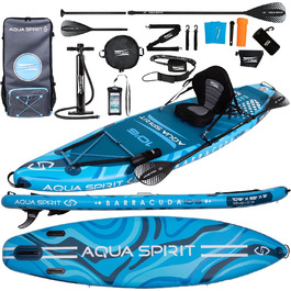 Надувна SUP-дошка Aqua Spirit 320x81x15 см, комплект каяк-набір з веслом, рюкзаком, насосом та аксесуарами, для дорослих початківців і експертів, 2 роки гарантії