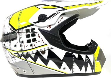 Шолом мотокрос MTB повний, для дітей та дорослих, з окулярами та рукавичками, білий (M 54~55см)