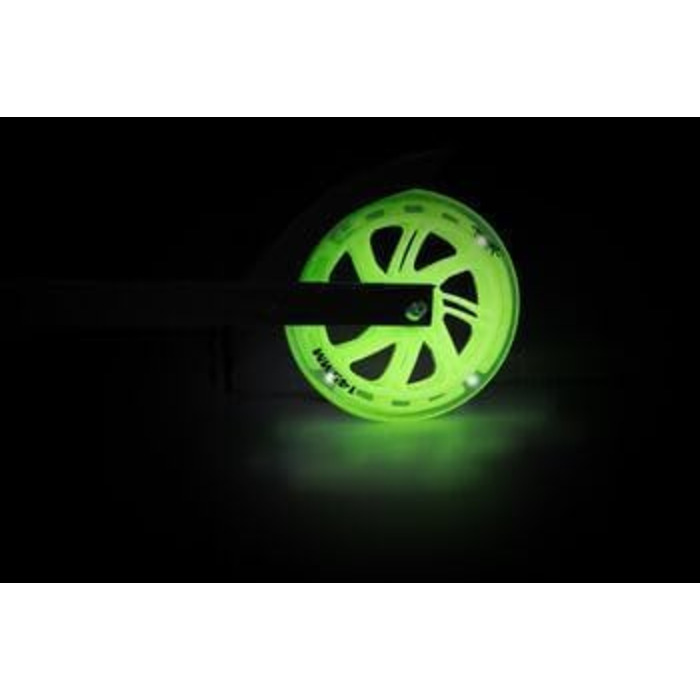 Алюмінієвий самокат Muuwmi Neon з LED колесами, регульований, ABEC 5, 200/215 мм, легкий і міцний, світиться, GS сертифікат
