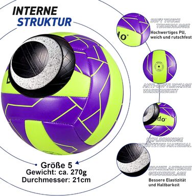 Волейбольний м'яч Lemondo Soft PU розмір 5 з помпою – вологостійкий, для пляжу, тренувань, залу та вулиці – комфортне зчеплення (з помпою)