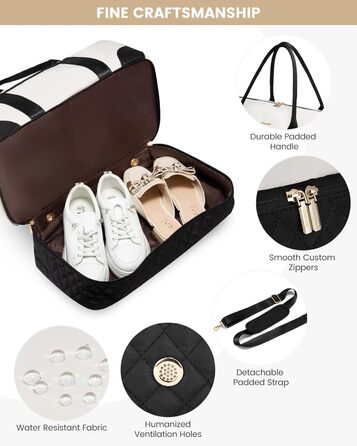 Сумка-мішок LOVEVOOK для жінок: дорожня, спортивна, з відділенням для взуття та мокрих речей, 2 шт. (35л, бежевий/чорний)