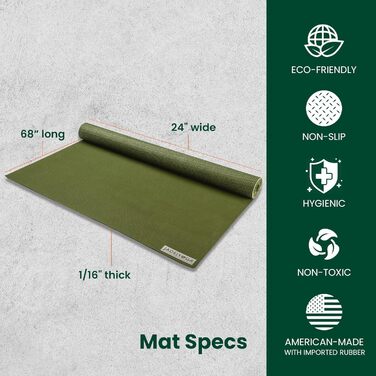 Йога-мат Jade Yoga Voyager 1,6 мм, оливковий, для подорожей