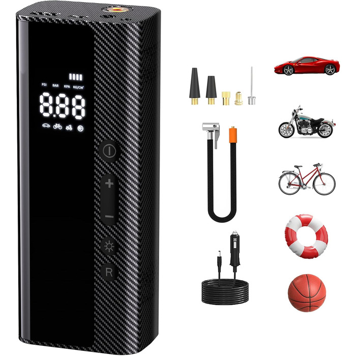 Електричний повітряний насос U-VKK 5200mAh, 150PSI, портативний акумуляторний компресор з LCD-дисплеєм для велосипедів, мотоциклів, м'ячів та надувних виробів