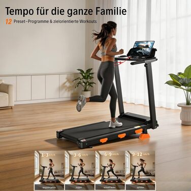 Складана бігова доріжка JEEKEE Walking Pad для дому та офісу, з нахилом 15%, двигун 3.0 к.с., максимальна вага 159 кг, чорна
