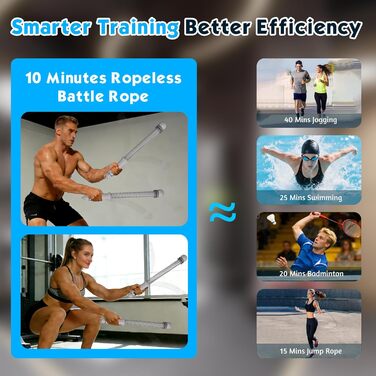 Битва мотузки TOGETDREAM: регульовані канати для тренувань без мотузки, для спалювання жиру, кардіо та силових тренувань (сірий)
