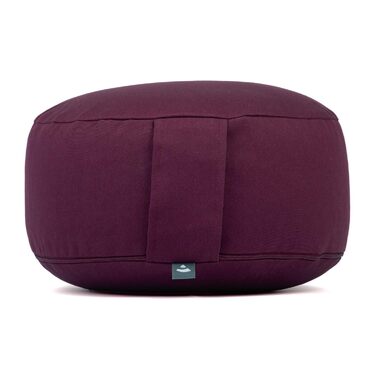 Подушка для медитації Bodhi Rondo ECO: Подушка для йоги з органічною наповнювачем з полби, бавовняний чохол, висота 20 см, баклажановий колір
