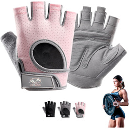 Фитнес рукавички для жінок та чоловіків, дихаючі, нековзні, з підкладкою. Рожевий колір