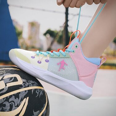 Баскетбольні кросівки TBJ для чоловіків та жінок. Зручні, спортивні, з неслизькою підошвою, стійкі до зношування. Колір: білий, рожевий. Розмір: 31 EU