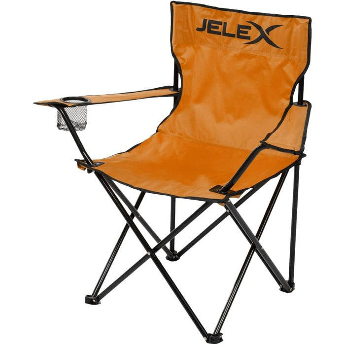 Кемпінговий стілець JELEX Expedition зі спинкою, підлокітниками та тримачем для напоїв, простий механізм складання. Водо- та брудовідштовхуючий, колір: зелений