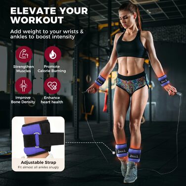 Ваги для рук та ніг BAGAIL унісекс, 0.23-2.27 кг, фіолетові, для фітнесу, ходьби, бігу, реабілітації (0.91 кг/2 шт)