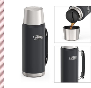 Термос Thermos Icon 1,2 л графітовий, ізольована пляшка з чашкою, тримає тепло/холод 24 години, BPA-free, для напоїв, зручна ручка, придатний для миття в посудомийці