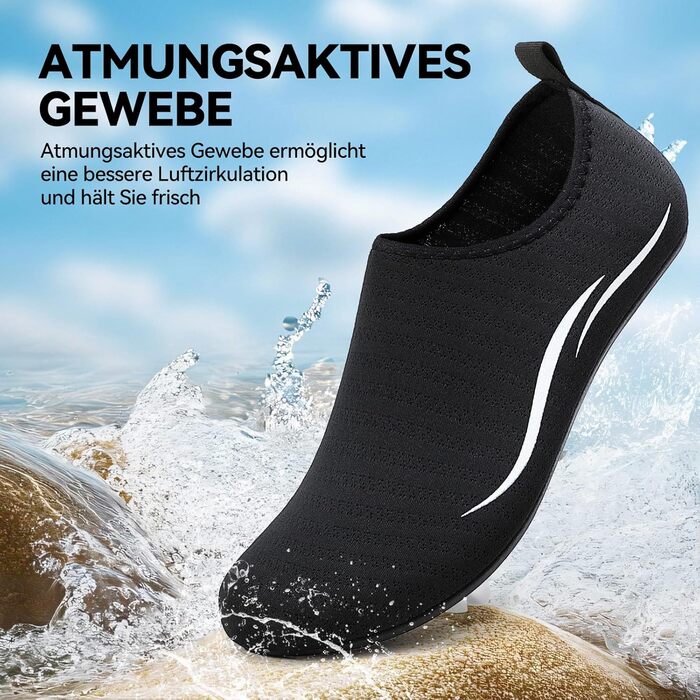 Взуття для плавання та відпочинку на пляжі: унісекс, чорний, 38 EU