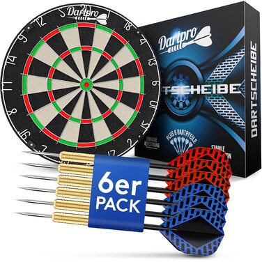 Професійний дартс DartPro DAS ORIGINAL з дротиками - сталевий дартс із сизалю преміум-класу, комплект з монтажним набором та 6 дротиками в подарунок