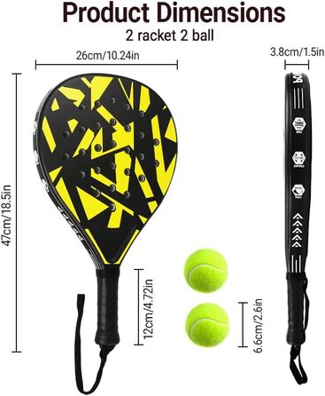 Набір для пляжного тенісу (2 ракетки) Padelschläger ABS/EVA, з м'ячами та сумкою для перенесення - для дорослих, пляж, подвір'я, басейн