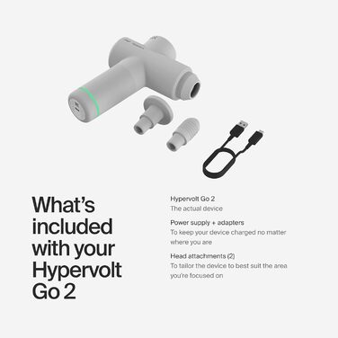 Масажна пістолет Hypervolt Go 2: бездротовий, портативний, з технологією Quiet-Glide (Чорний/Білий)