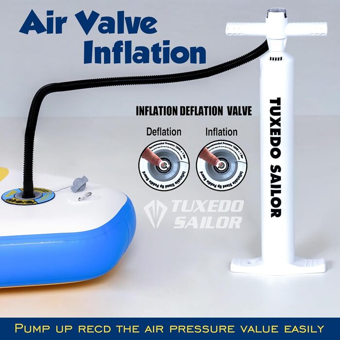 Надувне SUP-борд Tuxedo Sailor Stand Up Paddle Board з аксесуарами, для дорослих та підлітків, блакитний та жовтий