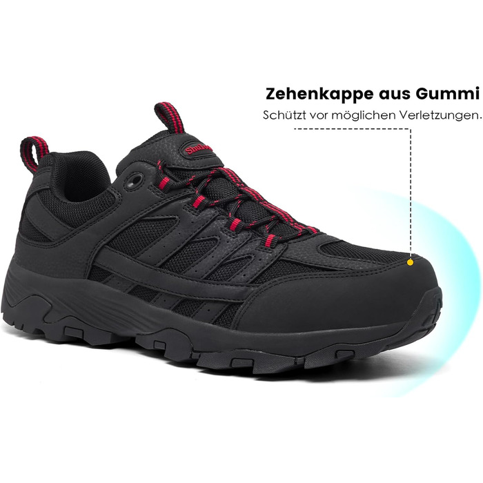 Чоловічі трекінгові черевики SHULOOK, водонепроникні, легкі, з антиковзаючою підошвою, чорно-червоні, 44 EU