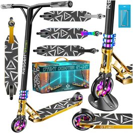 Трюковий самокат KESSER® GT-Limit 360° з підставкою, колеса PU 110 мм, підшипники ABEC 9 - для дітей та дорослих, золотий
