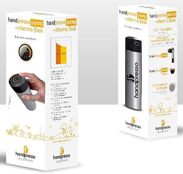 Термос Handpresso 300 мл з термометром, сріблястий, зберігає тепло до 3 годин