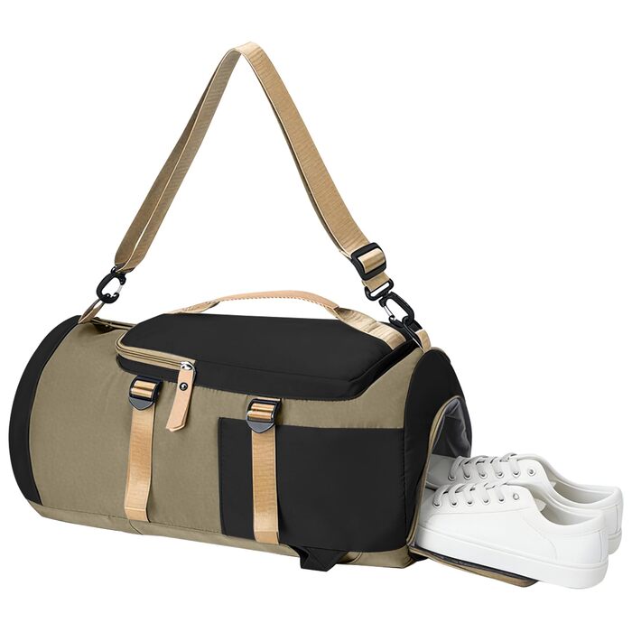 Спортивна сумка для подорожей Watproofit 28Л з відділенням для взуття та вологих речей, водонепроникна сумка-даффл для тренувань, чорно-сіра