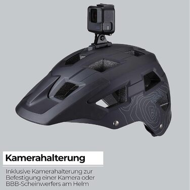 Велосипедний шолом BBB Cycling Nanga для MTB, з великим козирком і кріпленням для камери, чорний матовий, M (54-58 см), унісекс