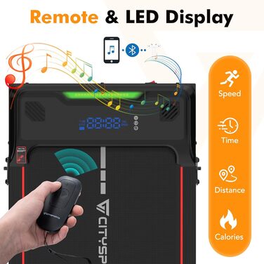 Біговий килимок CITYSPORTS під стіл з LED-дисплеєм, 6 км/год, Bluetooth, пульт ДУ. Міні-бігова доріжка для дому.