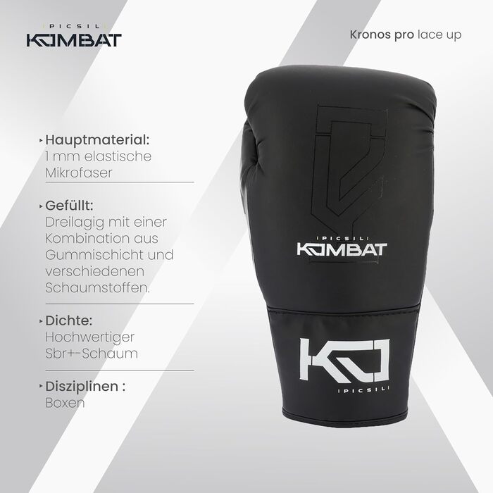 Боксерські рукавички PICSIL Kronos Pro на шнурівці, для тренувань з муай тай, ММА, кікбоксингу, унісекс