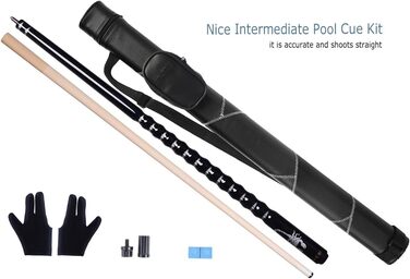 Набір для більярду AB Earth Pool-Queue-Stick з ергономічним дизайном, 13 мм, 147.3 см, з кейсом з берези