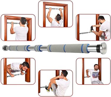 Турнік для дверей Klimmzugstange: регульований, 80-130 см, 150 кг, сірий
