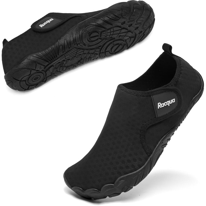 Водні черевики Raqua для жінок та чоловіків, пляжні шльопанці, чорний (47 EU)