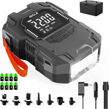 Акумуляторний насос для SUP, 22PSI, електричний, 12V DC, автоматичне відключення, 36W, Type C, для надувних SUP дощок, човнів, водного спорту (сірий)