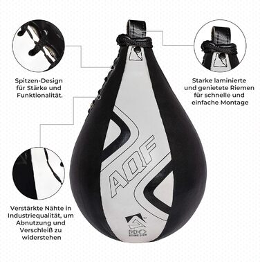 Набір для боксу AQF: боксерський мішок, перчатки, захист, чорний та білий, Pro