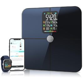Вага Mybeo для тіла з аналізом складу тіла та Bluetooth - цифрова вага для тіла з дисплеєм, скануванням Full Body, до 180 кг, загартоване скло