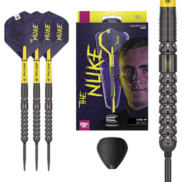 Дротики Target Darts Luke Littler G1, сталевий накінечник, 90% вольфраму, 22/23/24 г, Swiss Point, набір із Pro Grip та інструментом, професійний гравець