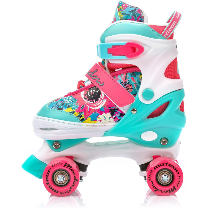 Роликові ковзани Meteor Retro Rollschuhe - стильні ролики 80-х для дітей та підлітків. Яскрава кольорова гамма, регульований розмір 39-41. Quad Skate, Inline Skates, MEADOW