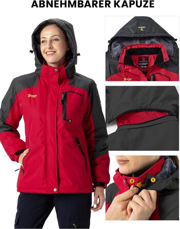 Жіноча куртка: флісова, зимова, водонепроникна, дихаюча, тепла, вітрозахисна, софтшел з капюшоном (S, червона)