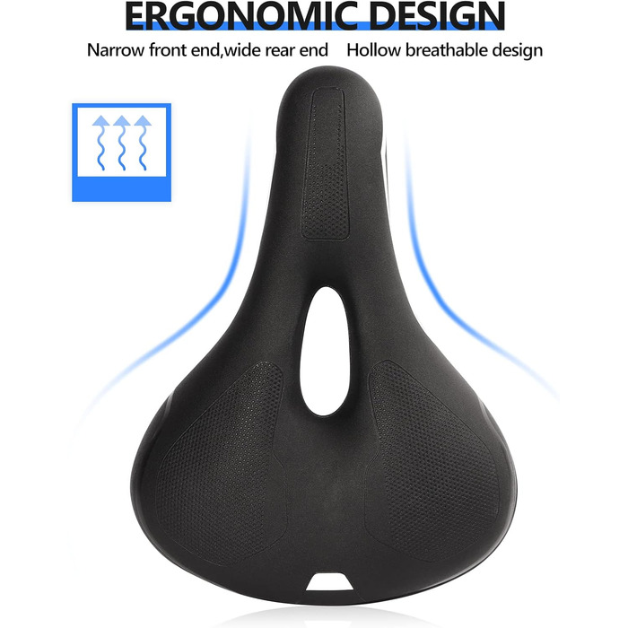 Зручний велосипедний сідло Cityradsättel для міста, чоловічий/жіночий, з Memory Foam, ергономічний, широкий, з інструментом (чорний, Стиль 3)